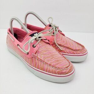 Sperry Top Sider Womens Size 8.5 Pink Sequin Slip On Boat Sneaker Shoes 9688904